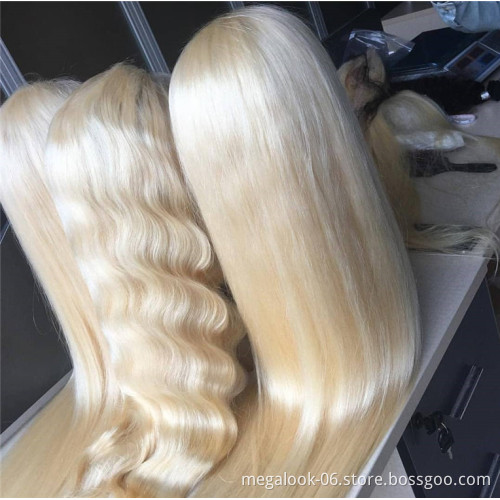 Grade 10A Mink Brazilian Transparent Lace 613 Color Blonde Pre Plucked Deep Wave Lace Frontal Human Hair Wig
